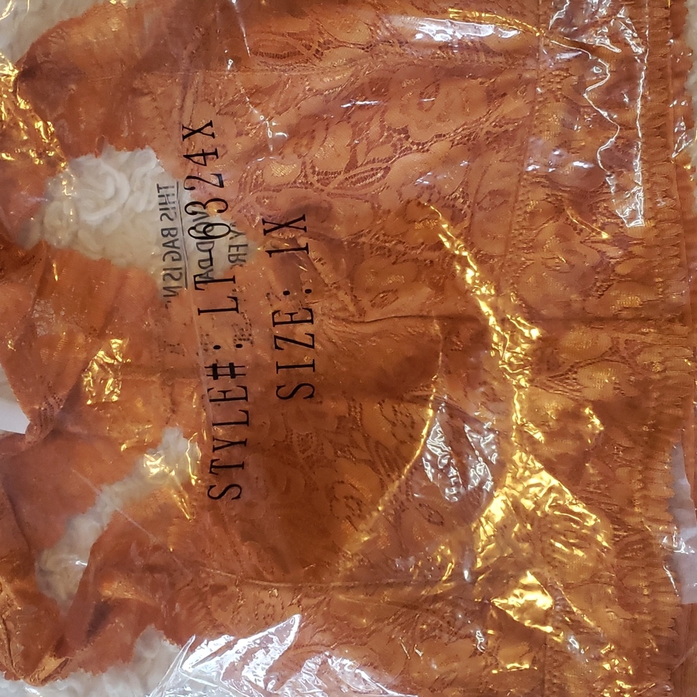 Stretch Lace Scalloped  Hourglass Racerback Bralette Golden Mustard 1X New - Picture 3 of 5
